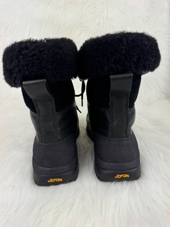 Men’s UGG Butte Waterproof Leather Lace Up Boots Shearling Vibram Sz 7.5 Black main image 9